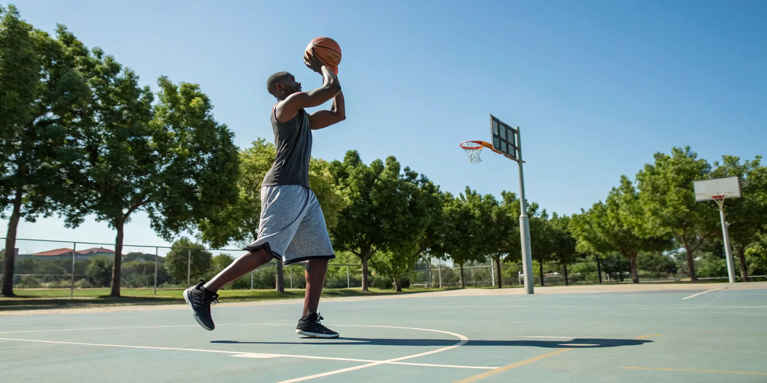 A big and tall man wearing comfortable basketball shorts.