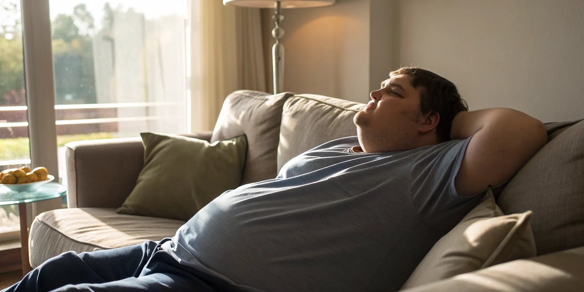 Man relaxing on a couch in one of the best soft t-shirt brands for men.
