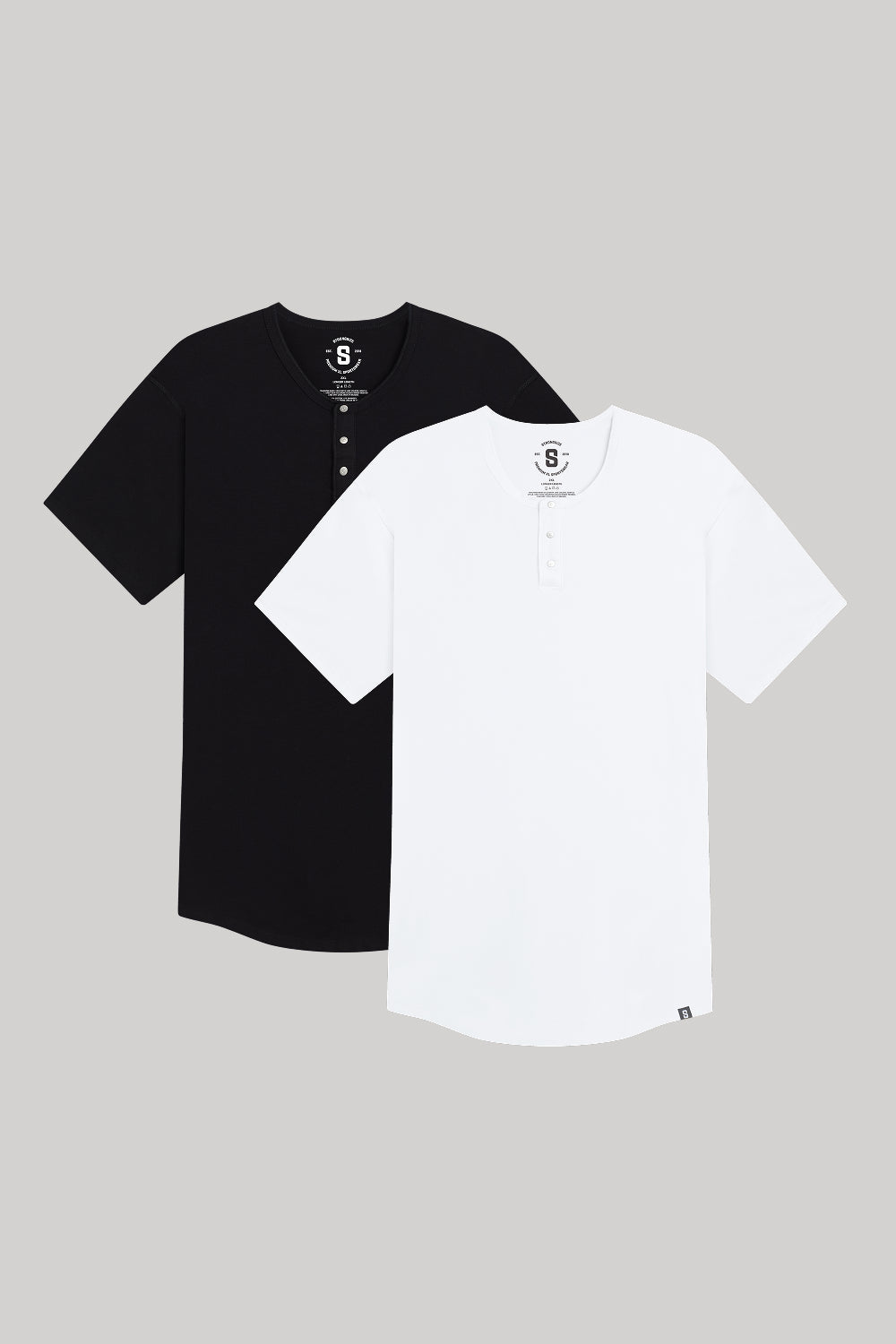 Black & White Everyday Stretch Snap Henley