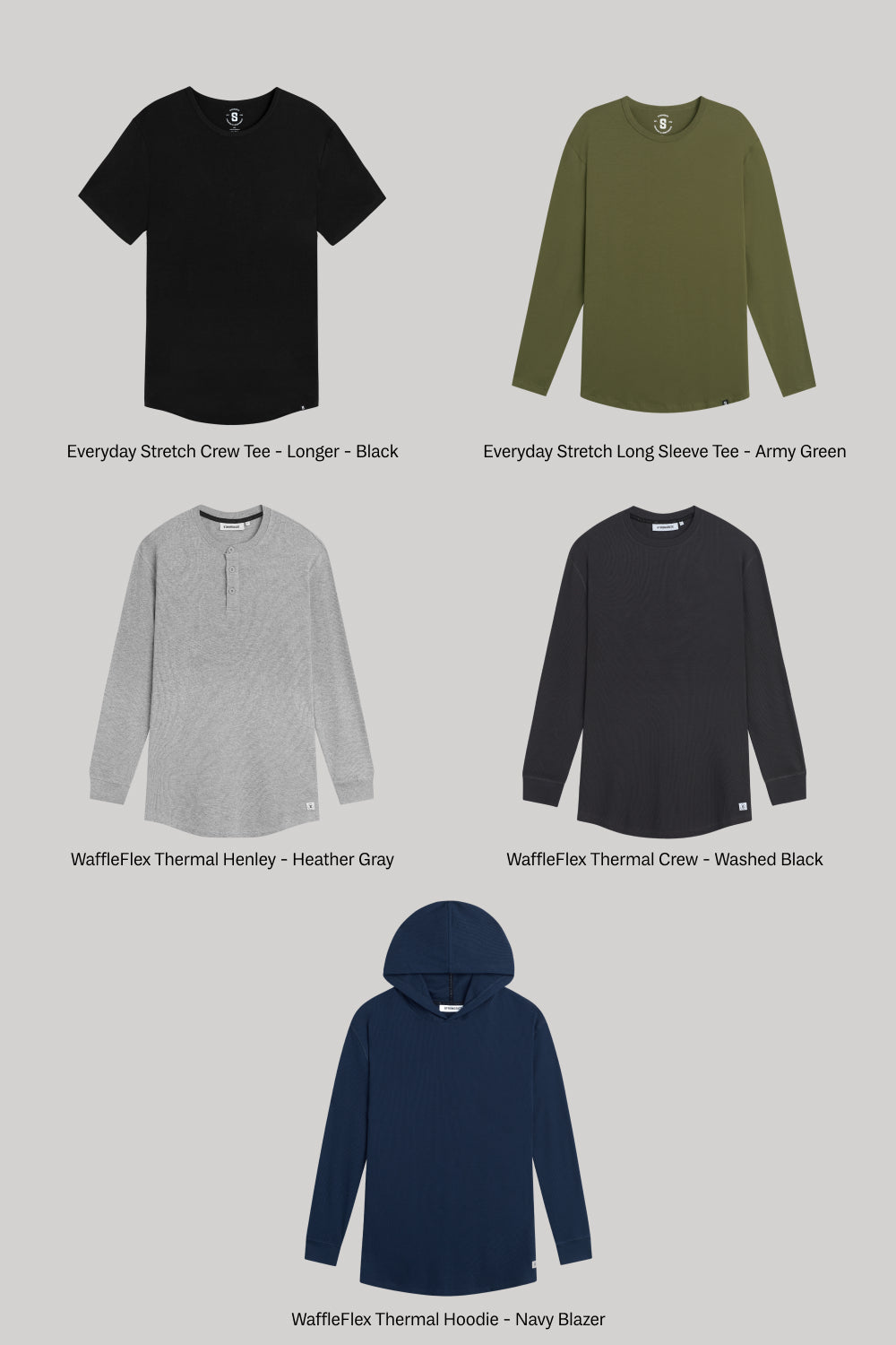 Big and tall men’s t-shirt pack in assorted solid colors – navy, green, and black