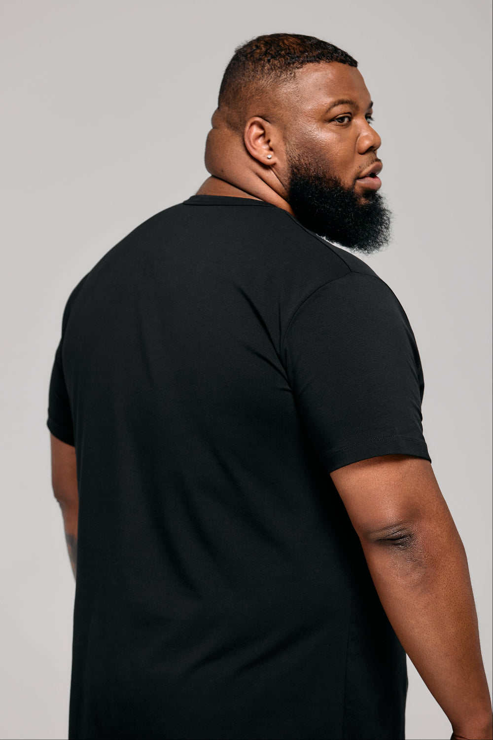 Everyday Stretch Crewneck Tee Longer - Black