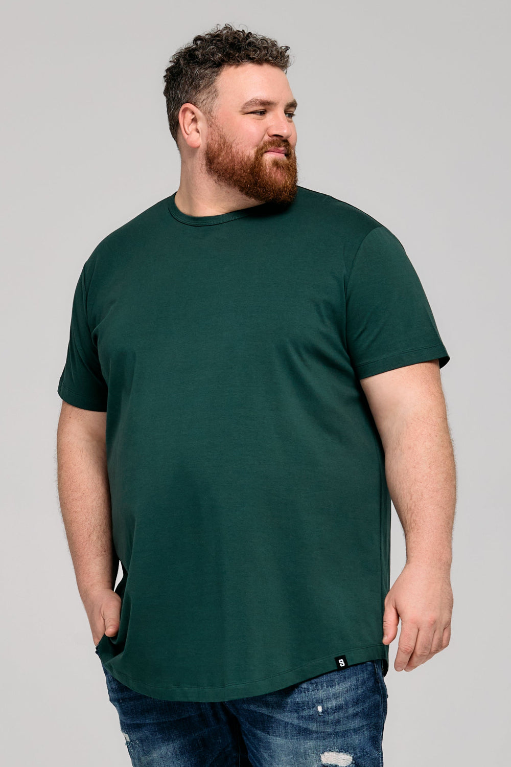 Everyday Stretch Crewneck Tee Longer - Spartan Green