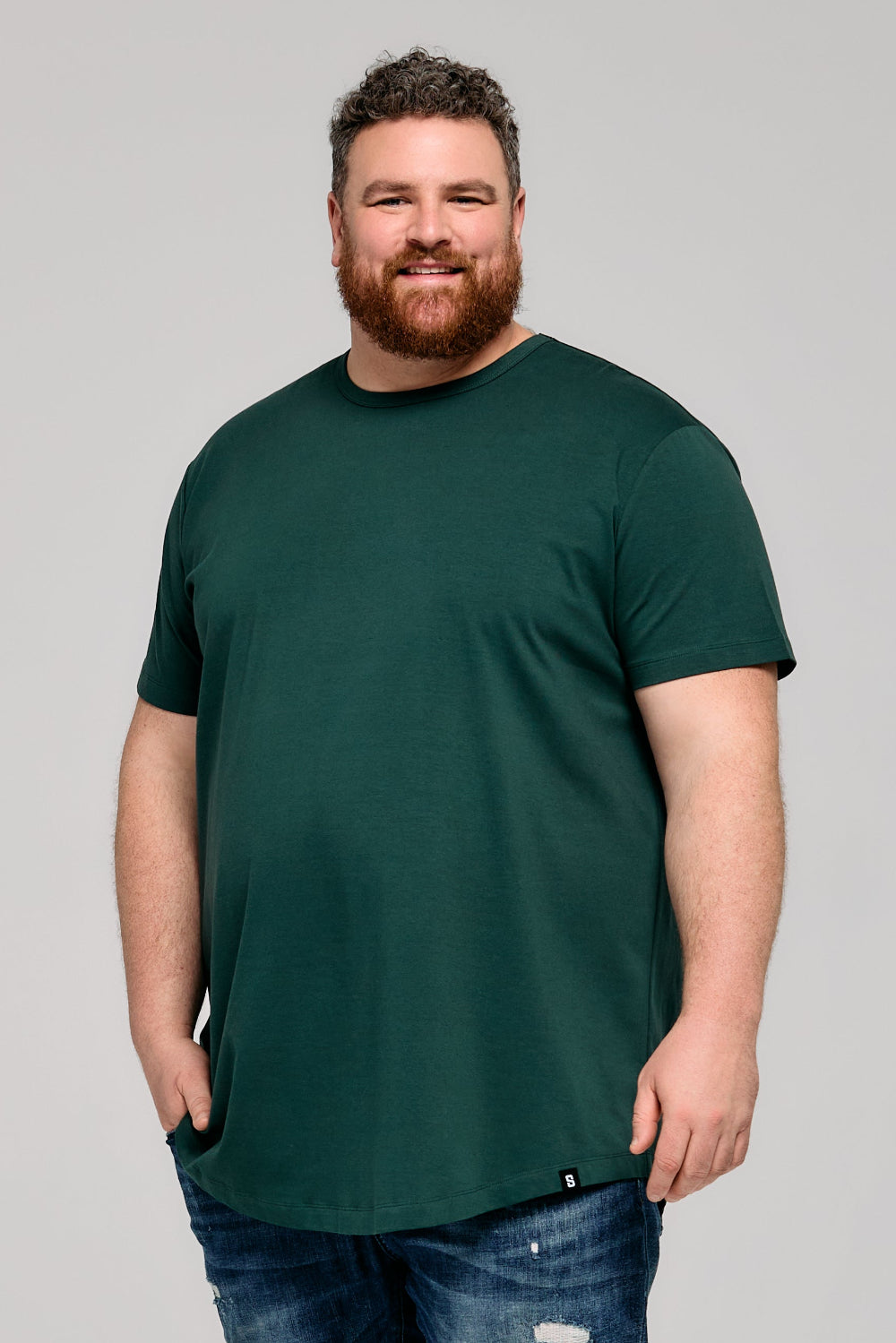 Everyday Stretch Crewneck Tee Longer - Spartan Green