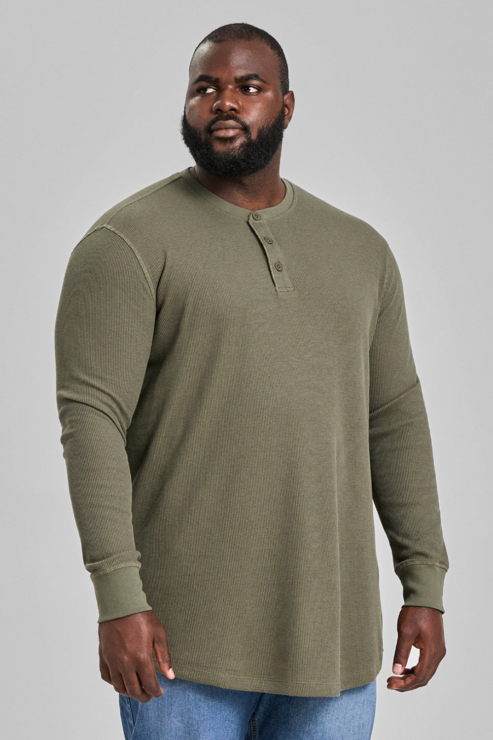 WaffleFlex Thermal Henley Green