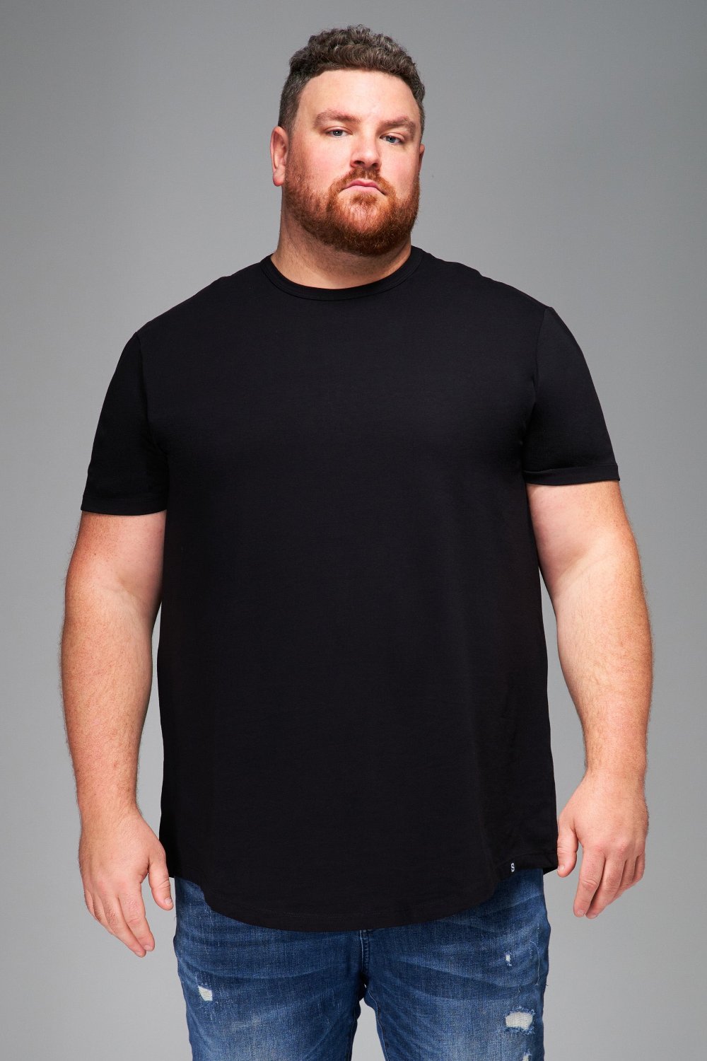 Everyday Stretch Crewneck Tee Longer - Black