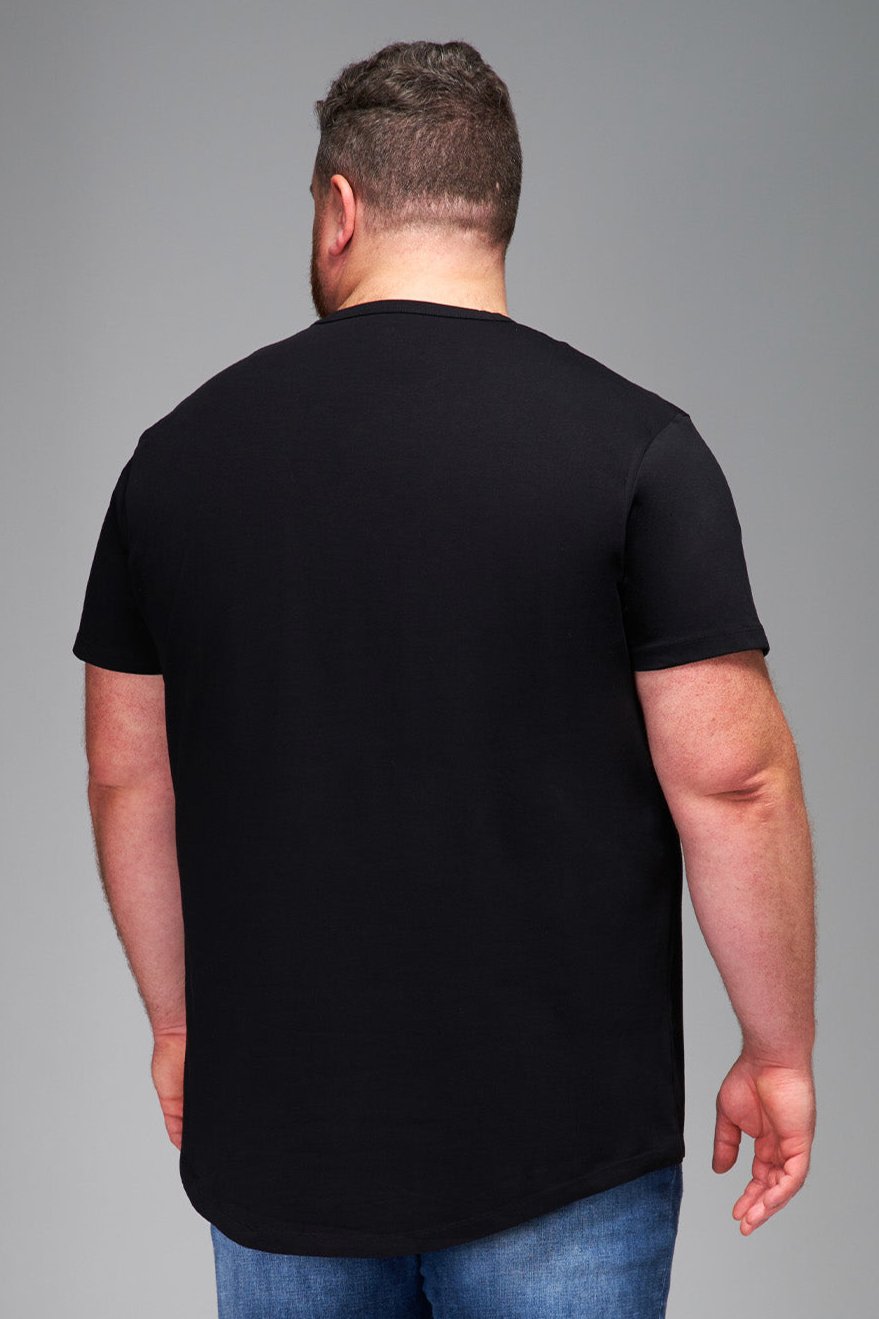 Everyday Stretch Crewneck Tee Longer - Black