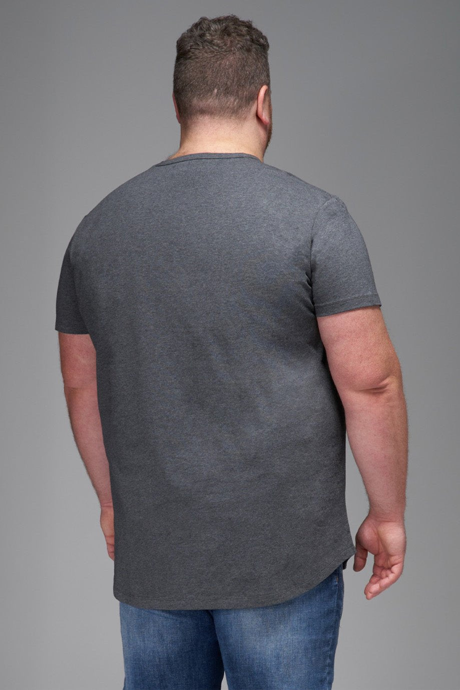 Everyday Stretch Crewneck Tee Longer - Heather Charcoal