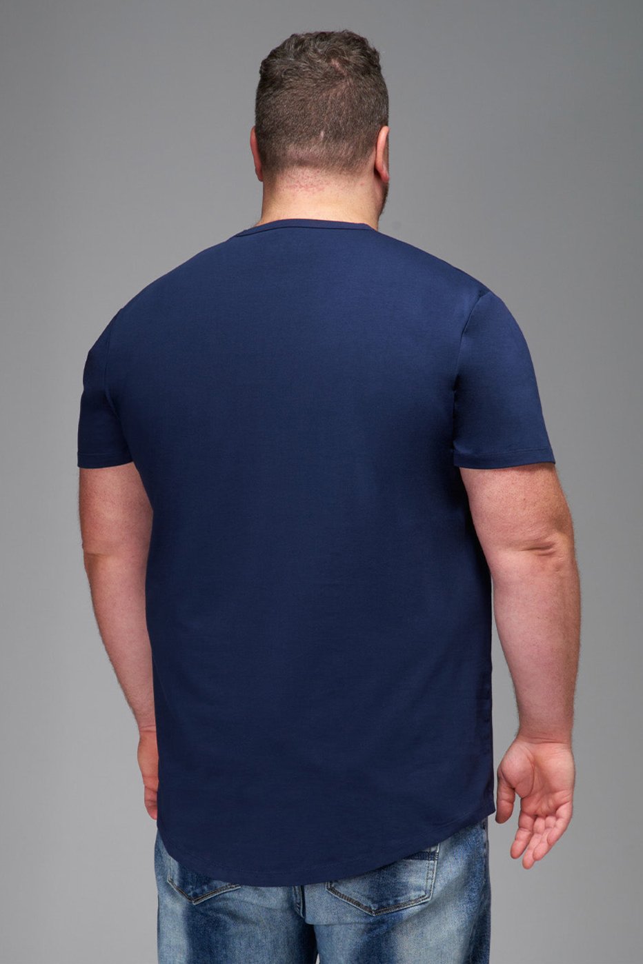 Everyday Stretch Crewneck Tee Longer - Navy