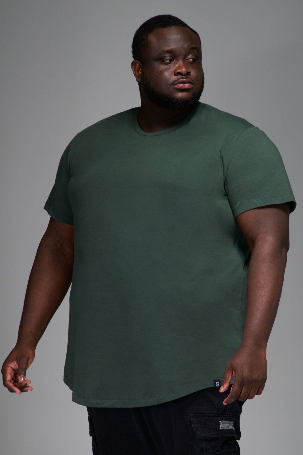 Everyday Stretch Crewneck Tee Longer - Spartan Green