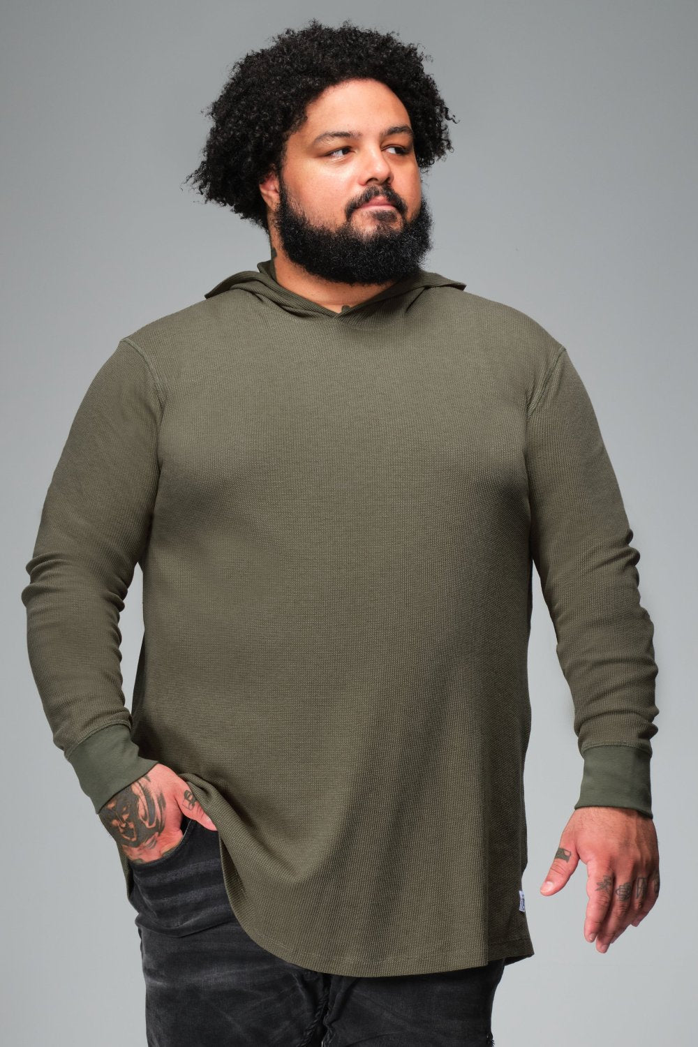 WaffleFlex Thermal Hoodie - Army Green