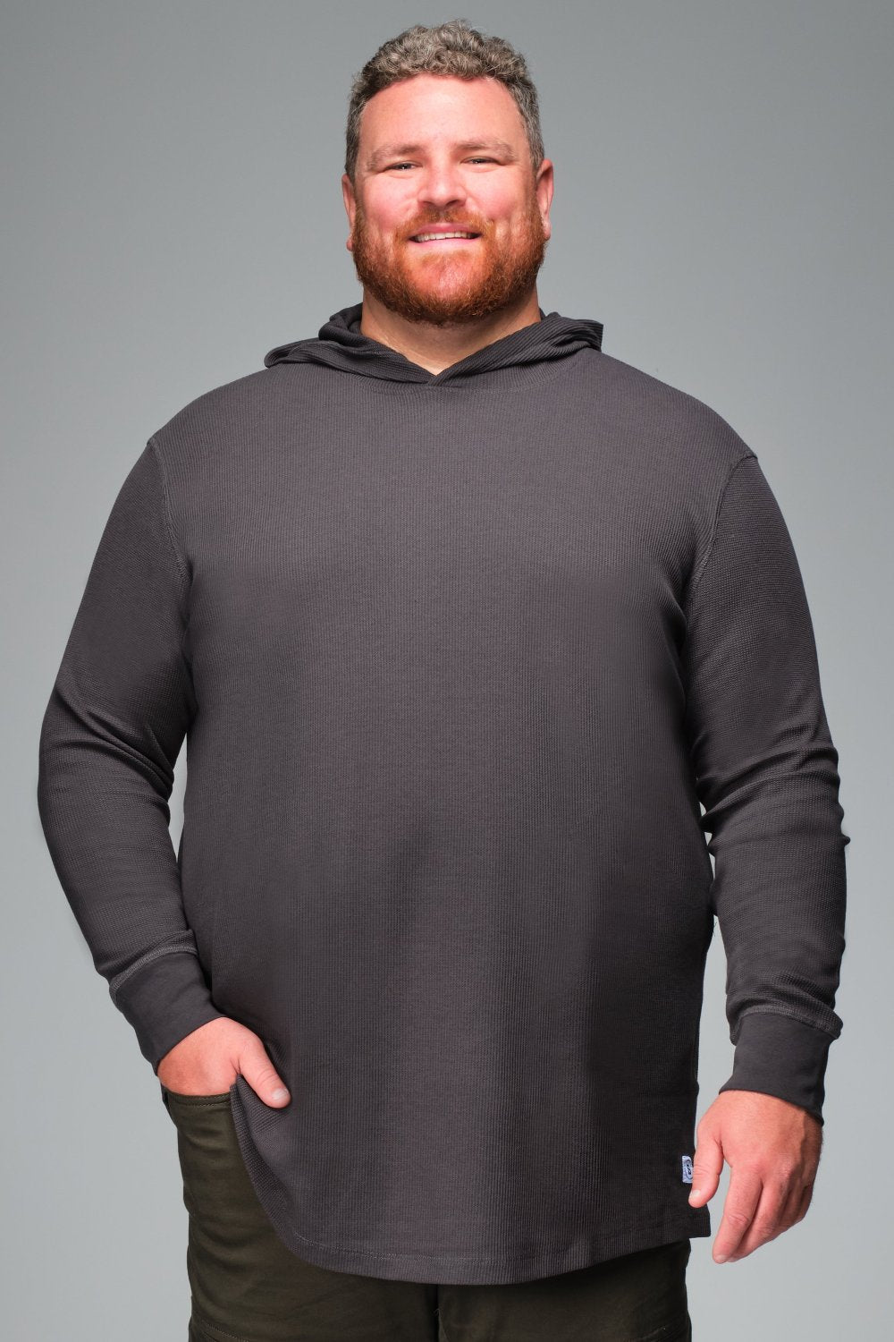 WaffleFlex Thermal Hoodie - Washed Black